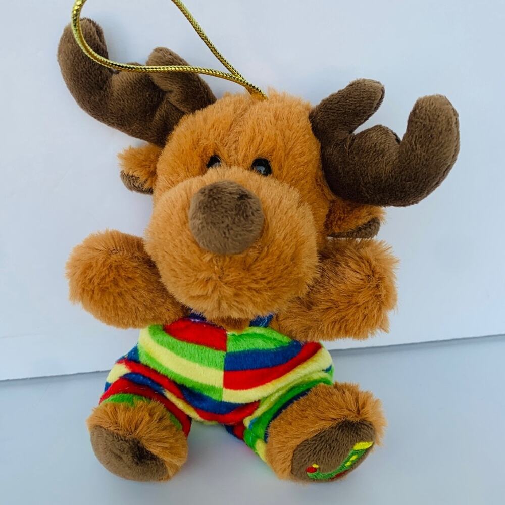Vintage Reindeer Plush Christmas Ornament